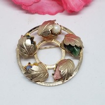Vintage SARAH COVENTRY Gemstone Wreath Gold Tone Pin Brooch Sarah Cov - $16.95