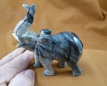 (Y-ELE-ST-400) Gray tan ELEPHANT figurine stone gemstone SOAPSTONE PERU - $29.91