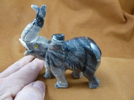 (Y-ELE-ST-400) Gray tan ELEPHANT figurine stone gemstone SOAPSTONE PERU - £23.82 GBP