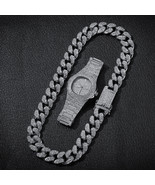 Full diamond watch 20mm gold plated necklace bracelet mens hip hop jewel... - $9.90