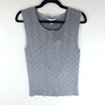 DressBarn Womens Tank Top Popcorn Knit Sleeveless Stretch Scoop Neck Gray L - £7.78 GBP