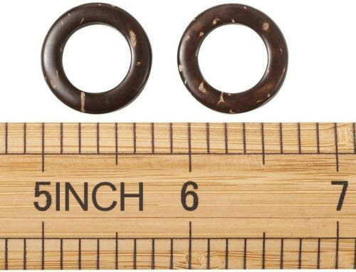 10 Ring Charms Brown Coconut Wood Linking Rings Pendants Large 20mm Open... - $3.99