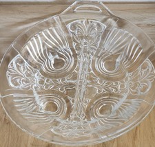 Vintage MCM Indiana Glass Killarney 2 Part Divided Footed Candy Relish Dish 8&quot; - £12.20 GBP