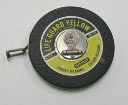 Vintage Stanley Life Guard Yellow Measure Tape Clad in Mylar 50 Ft Black... - £9.60 GBP