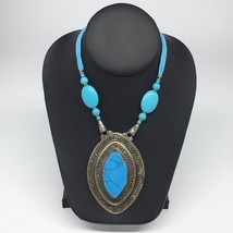 Turkmen Necklace Antique Afghan Tribal Turquoise Inlay Beaded ATS Necklace VS99 - £17.20 GBP