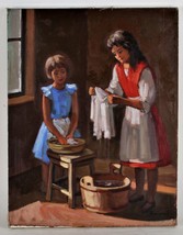 Untitled Portrait Of Niños Por Robierre, Aceite en Lienzo Pintura, 18x24 - £692.41 GBP