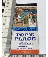 Matchbook Cover  Pop’s Place  Scenic Rogers Pass  Hi-Way  20  gmg  Unstruck - €10,70 EUR