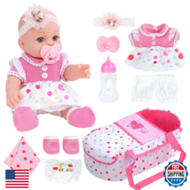 DONTNO 12 Inch Baby Doll with Bassinet Bed,Reborn Alive Doll Includes Cl... - $39.14