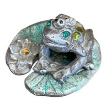 Sunglo Pewter 1992 Figurine Rhinestone Encrusted Frog on Lillypad - £21.38 GBP