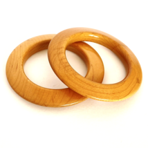 Mod Honey Color Polished Natural Wood Chunky Pair Of Bangle Bracelets 7.75” - £15.63 GBP