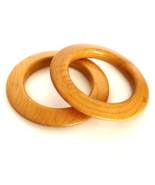 Mod Honey Color Polished Natural Wood Chunky Pair Of Bangle Bracelets 7.75” - £15.76 GBP