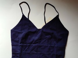 LUSMAY Womens M V Neck Spaghetti Strap Dress Navy Blue Sexy Backless Par... - £15.56 GBP