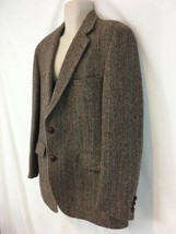 Harris Tweed Hand Woven Scotland Mens L Brown Virgin Wool 2 Button Blazer Jacket - £108.21 GBP