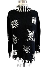 Retro VTG  Woolrich Women&#39;s Winter Snowflake Sweater Black/ White Sz L - £46.80 GBP