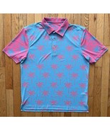 Chubbies Men&#39;s XL Performance Golf Polo Palm Tree South Beach Pink/Blue ... - €23,41 EUR