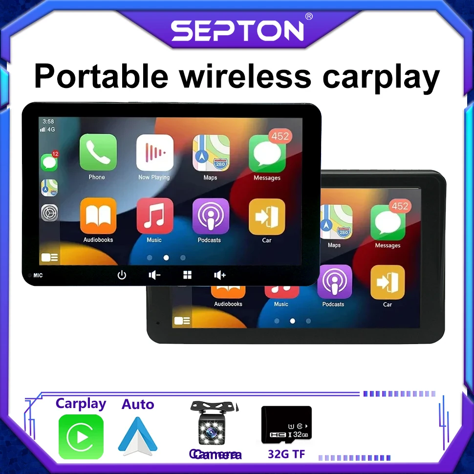 SEPTON Android Auto Car Stereo Radio Universal Portable HD Touch Screen Wireless - £55.24 GBP+