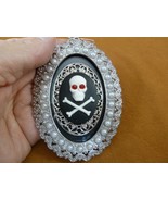 cm191-11 Skull + Crossbones black white CAMEO silver tone + faux pearl o... - €32,78 EUR
