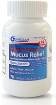 Guardian Mucus Relief 12 Hour (70 Count) Extended Release Guaifenesin, 1... - £26.55 GBP