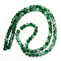 Crackle Glass round Bead 4 mm lot of 2 strands 31 inch dark green strands CCG4 - £2.24 GBP