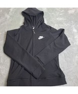 Nike Black Hoodie Full Zip Up Sweatshirt Sweater Hooded Girls Size Large - $15.97