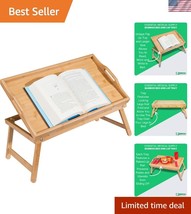 Sturdy Extra Large Bamboo Lap Tray with Adjustable Height for Bed &amp; Recl... - $51.00
