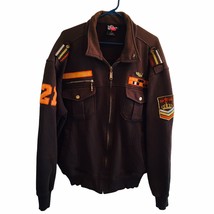 Athleisure Military Style Sweatshirt Jacket Full Zip Brown Counter Attac... - $42.70