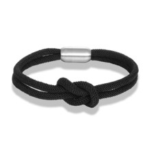 MKENDN High Quanlity Men Women Color mixing Knot Leather Stainless Steel Magnet  - £9.53 GBP