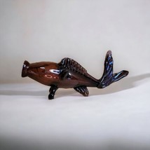 Vintage Empoli Art Glass Wide Mouth Fish Purple Amethyst Crafted in Italy - $193.87