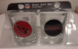 Arizona Cardinals NFL Football glass 2 pack square shot glass set w/logo NEW - $12.99
