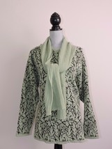 Micha Green Sweater with Attached Scarf Designer Wool Blend St Patricks Day XL - £59.94 GBP