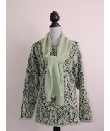 Micha Green Sweater with Attached Scarf Designer Wool Blend St Patricks ... - £58.91 GBP