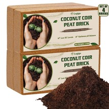 4 Pack Premium Coco Coir Brick For Plants- 100% Organic Compressed Coconut Coir  - £27.16 GBP