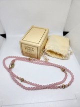 Vintage Avon Porcelain Pastel Bead Necklace In Rose 30&quot; Length New With Tags Box - $10.39
