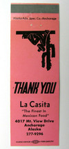 La Casita - Anchorage, Alaska Mexican Restaurant 20 Strike Matchbook Cover AK - £1.57 GBP