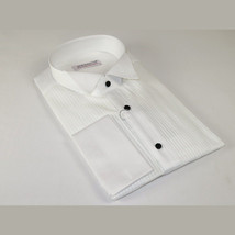 Mens 100% Italian Cotton Tux Formal Shirt SORRENTO Turkey 4846 White Wing tip image 7