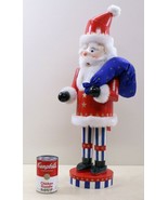 Patriotic Nutcracker Santa Christmas 24&quot; Wood  Patriotic American USA Flag - $51.99