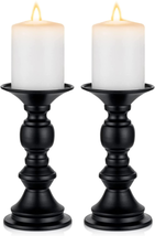 2 Pcs Candle Holders Mantlepiece Decorations Party Living Room Metal Black NEW - £21.54 GBP