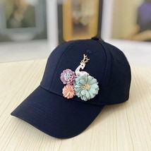 Women&#39;s Hat Flower Deer Cap Handmade Decal Baseball Cap Summer Sun Protection Ha - £14.54 GBP