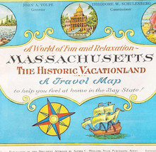 1970s Historic Massachusetts Travel Map Double Sided 34 x 21.5&quot; Souvenir... - $374.96 MXN