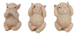 Rustic Country Hog Heavens See Hear Speak No Evil Piglet Pigs Figurines Set - $17.99