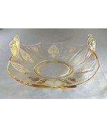 FOSTORIA Topaz Yellow Curved Glass Bon Bon Serving Dish w/ Etched Spade ... - $22.44