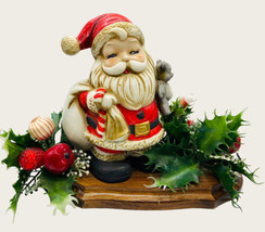 VTG Homco Santa Claus Coin Piggy Bank Ceramic Christmas 6&quot; On Hand Craft... - $16.66