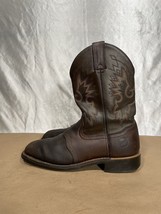 Men’s Western Cowboy Boots Brown Leather Square Toe Size 8 D Double-H HH... - $45.00