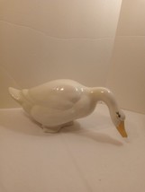 RARE Vintage Large Hand painted White Ceramic Duck/ Goose Bending Over Figurine - £40.49 GBP
