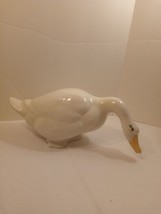 RARE Vintage Large Hand painted White Ceramic Duck/ Goose Bending Over Figurine - £40.79 GBP