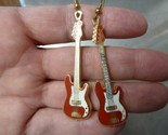 (#M219D) FENDER P BASS GUITAR EARRINGS Electric love music Gold earring ... - $34.71