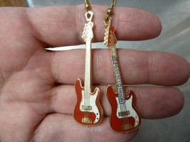 (#M219D) Fender P Bass Guitar Earrings Electric Love Music Gold Earring Pierced - £27.29 GBP