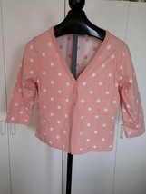 Liz Claiborne Ladies 3/4-SLEEVE Button SWEATER-L-NWOT-100% Cotton Pink POLKA-DOT - £6.24 GBP