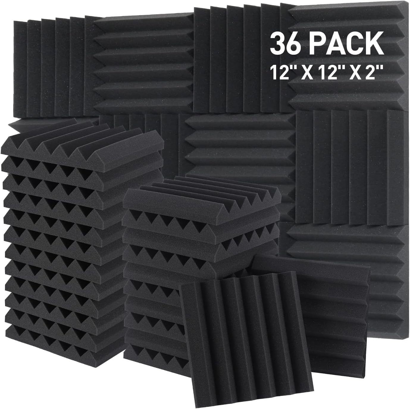 Wedges Acoustic Foam Panels, Measuring 12 X 12 X 2 Inches And 36 Packs, ... - $52.99