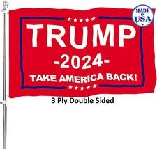 Trump 2024 Flag Double Sided 3X5 Outdoor Red Take America Back Donald Trump Flag - £21.88 GBP
